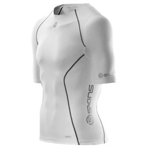 Skins A200 Mens Compression Short Sleeve Top (White) - The Football Factory