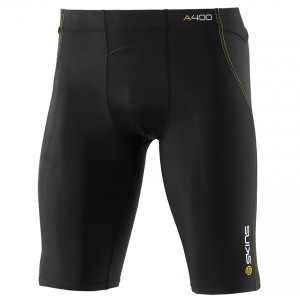 A400 Men's half tights black with yellow stitching